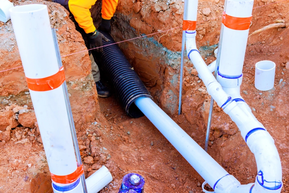 Montaż rur drenażowych PVC w wykopie - instalacje hydrauliczne
